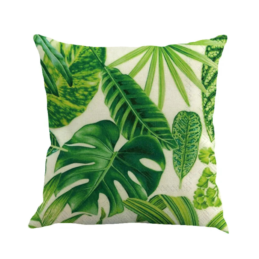 Rainforest Palm Leaves Plants Cushion Cover Green Leaves Throw Pillow Cover Forest Views Pillowcase Square 45X45