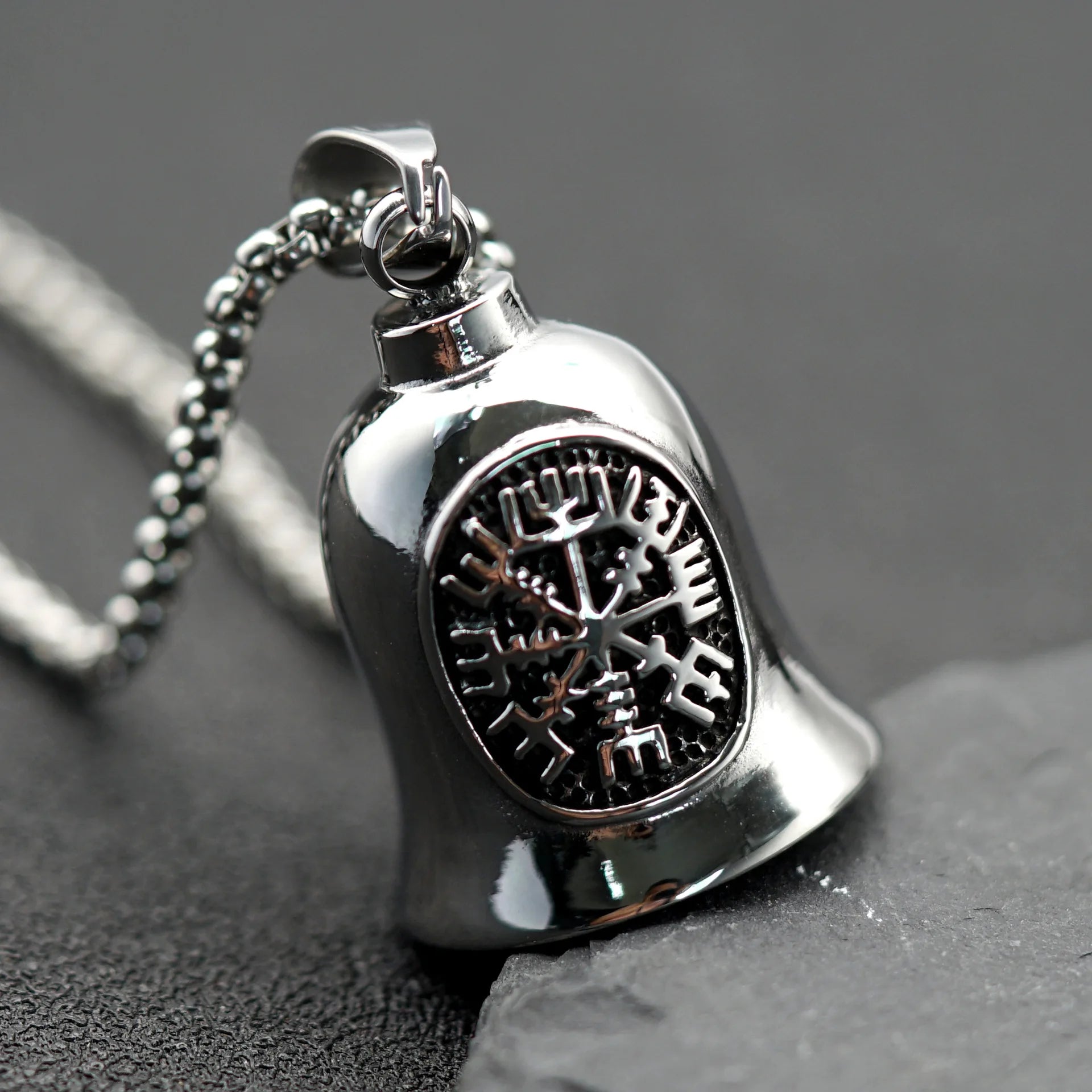 Custom Viking Bell Stainless Steel Eco-Friendly Biker Guardian Bell for Motorcycle Black Necklace Pendant