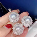 JW109 9-10mm  DIY Natural Real Freshwater Pearl Set Charm  Accessories 925 Sterling Silver  Gold Plated Jewelry Set for Women