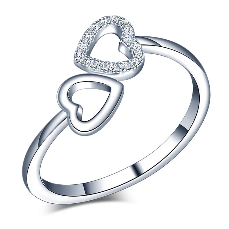 Heart Open Ring 925 Silver Adjustable Rings Jewelry Valentines Day 2022