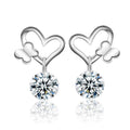 Wholesale 925 Sterling Silver Female Korean Fashion Earrings Gold Plated Butterfly Kiss Style Trendy Jewelry