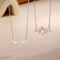 Trendy Dainty Elegant Women's Sterling Silver Necklace CZ Diamond Pendant MOM Letter Thin Chain-Geometric Bezel Setting Perfect