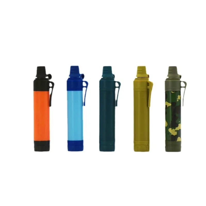 Portable Survival Water Filter Straw Kit with Bladder for Camping Hiking Emergency Preparedness