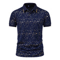 Men'S Fashion Spot Gold Stamping Print Short Sleeve Lapel T-Shirt Polo Shirt