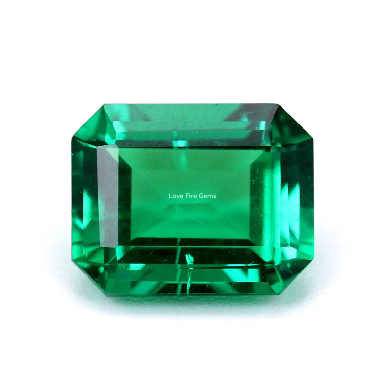 Wholesale Laboratory Hydrothermal Colombia Lab Created Emerald Vivid Green Octagon Cut Lab Grown Emerald