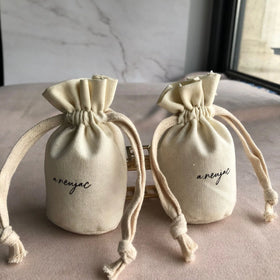 Small Cotton Linen Packaging Pouches Round Bottom Cotton Linen Drawstring Travel Pouch