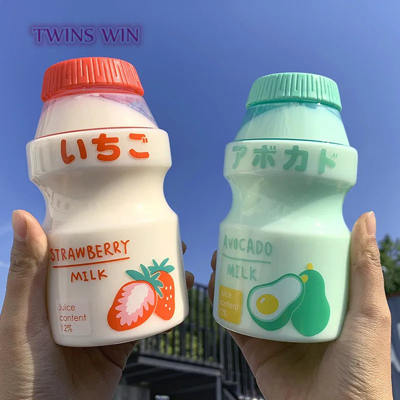 Japanese Style Cue Fruit Printed Plastic Cup Drink Water Bottle Fashion Gallon Water Bottle Milk Carton Water Bottle CUP1461