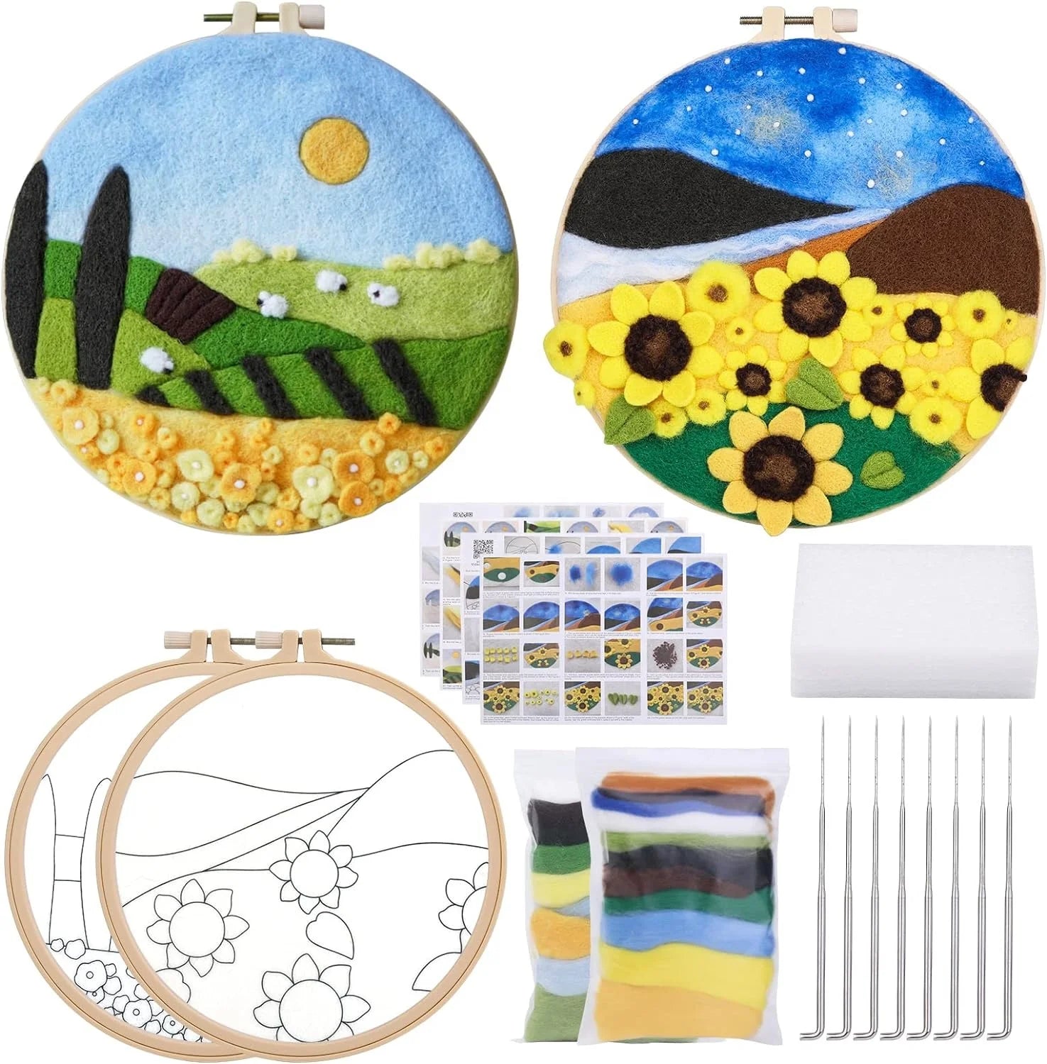 2D Needle Felting Kit DIY Embroidery and Painting Supplies Home Decorating Ornament Novelty Gift for Creative Expression
