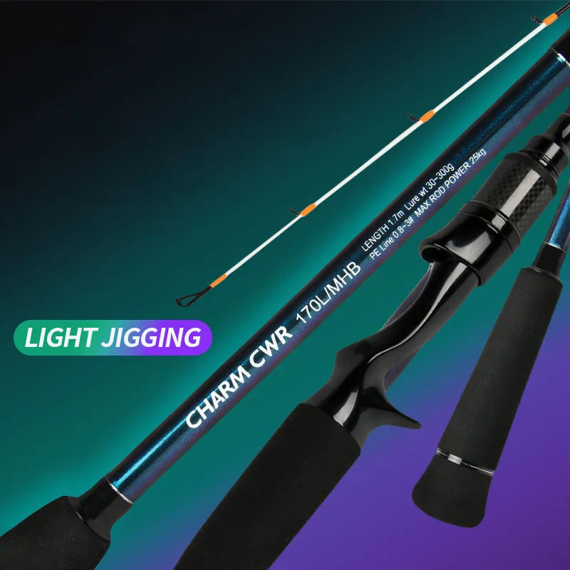 LETOYO CHARM CWR Light Jigging Rod 1.7m L Power 2 Section Lure Wt.30-300g Baitcasting Rod Carbon Fishing Stick Ultralight