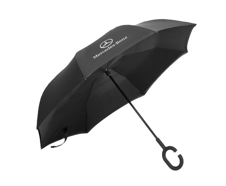 Double Layer Windproof Inside Out C Shape Handle Inverted Umbrella Reverse Umbrella With Logo Prints