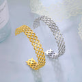 Luxury Stainless Steel Gold Plated Cuff Bracelet for Women Geometric Flower Leaves Eye Adjustable Open Bangle Trendy Party Gifts