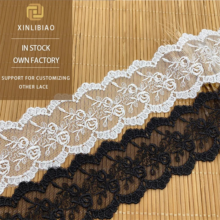 Polyester Mesh Wavy Edge Lace High-quality 100% Polyester Embroidered Lace Wholesale Clothing Accessories Lace Trim