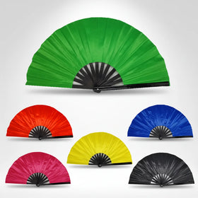 33cm Bamboo Ribs Fabric Large Fan Chinese Tai Chi Folding for Dance with METAL for Men and Women Performance