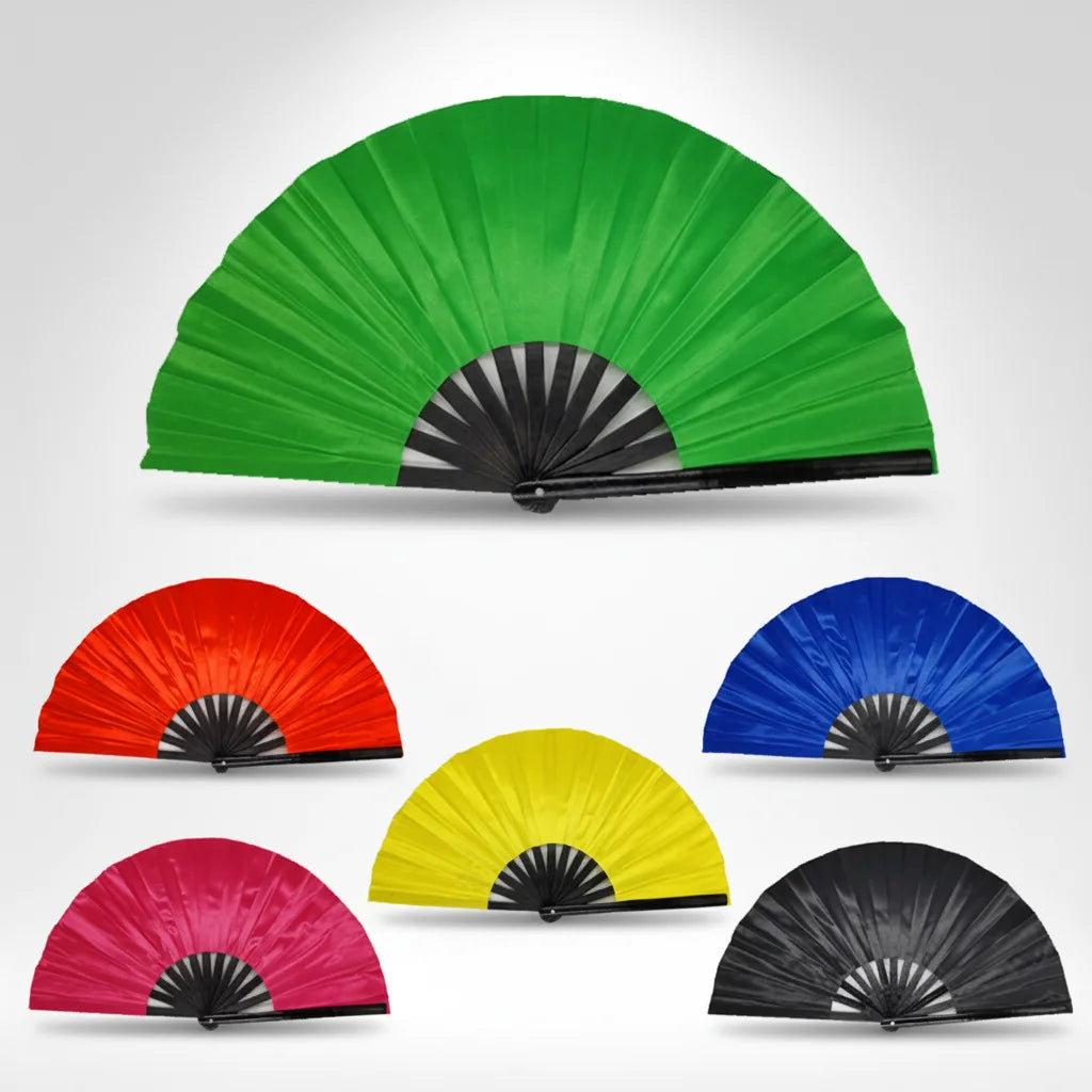 33cm Bamboo Ribs Fabric Large Fan Chinese Tai Chi Folding for Dance with METAL for Men and Women Performance
