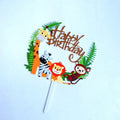 Acrylic Animal Cake Topper Jungle Safari Cake Decor Cartoon Zoo Animal Cupcake Decorations for Kids Birthday Party
