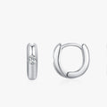 Ailmay 925 Sterling Silver Minimalist Geometric Design Cubic Zirconia Hoop Earrings for Women Circle Ear Buckles Fine Christmas
