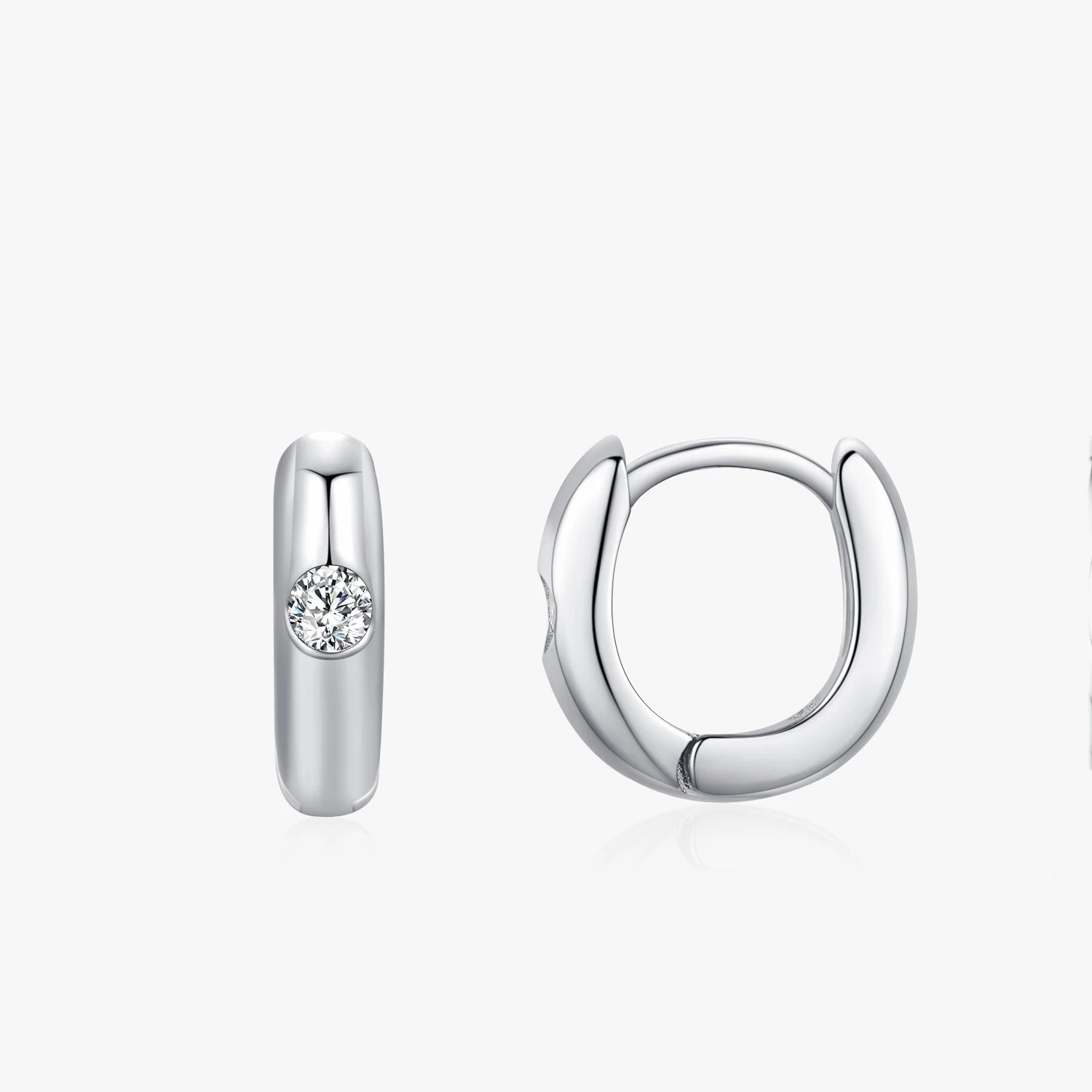 Ailmay 925 Sterling Silver Minimalist Geometric Design Cubic Zirconia Hoop Earrings for Women Circle Ear Buckles Fine Christmas