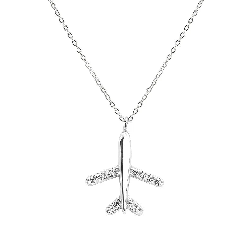 Sterling Silver Necklace Female Clavicle Chain 2022 New 925 Silver Small Aircraft Shape Pendant Niche Design Sense