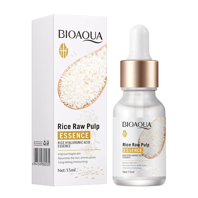 BIOAQUA 15ml Rice Hyaluronic Acid Essence Skin Moisturizing Repairing Softening White Rice Serum Pore Acne Removing Face Essence
