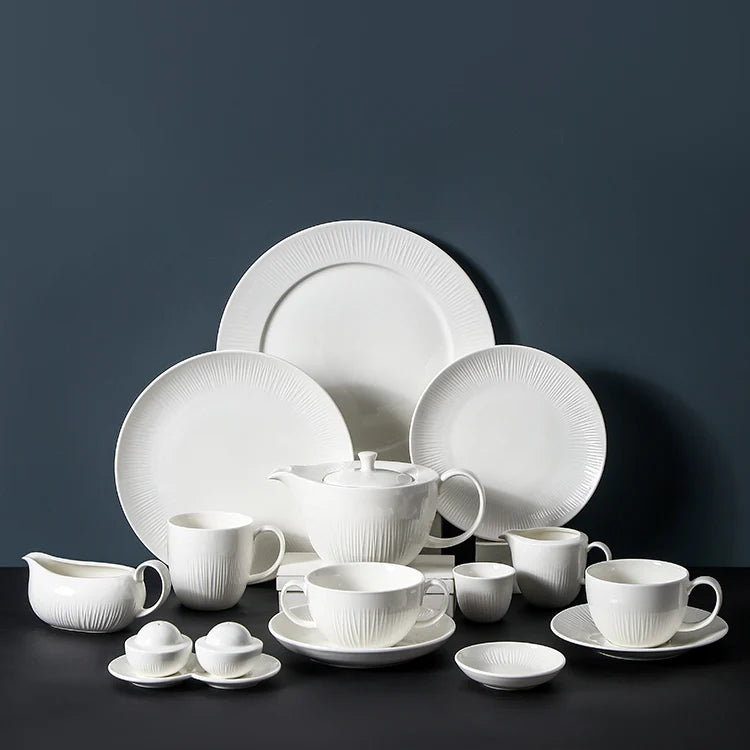 PITO White Dinner Plates Ceramic Tableware Plates Sets Dinnerware Porcelain Dinnerware Sets