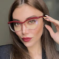 UNOC 2026 Trendy Cat Eye Glasses Red Coffee Frame Color PC Material Anti Blue Light Factory Price Optical Eyebrow Glasses China