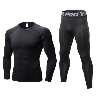 Men's PRO Tight Lightweight Quick-Drying Fitness Sports Training Set Autumn Long Sleeve T-shirt and Leggings Stretch Style