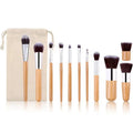Eco-Friendly 11 PCS Synthetic Bristles Makeup Brush Set Customizable Foundation Powder Blush Brush Natural Bamboo Eco-Friendly