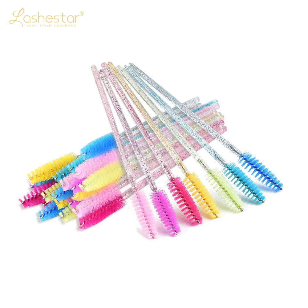 Lashestar Mascara Wands with Tube Lashes Colorful Mini Lash Wand Key Chain Black and Gold Lash Cleaner Wand