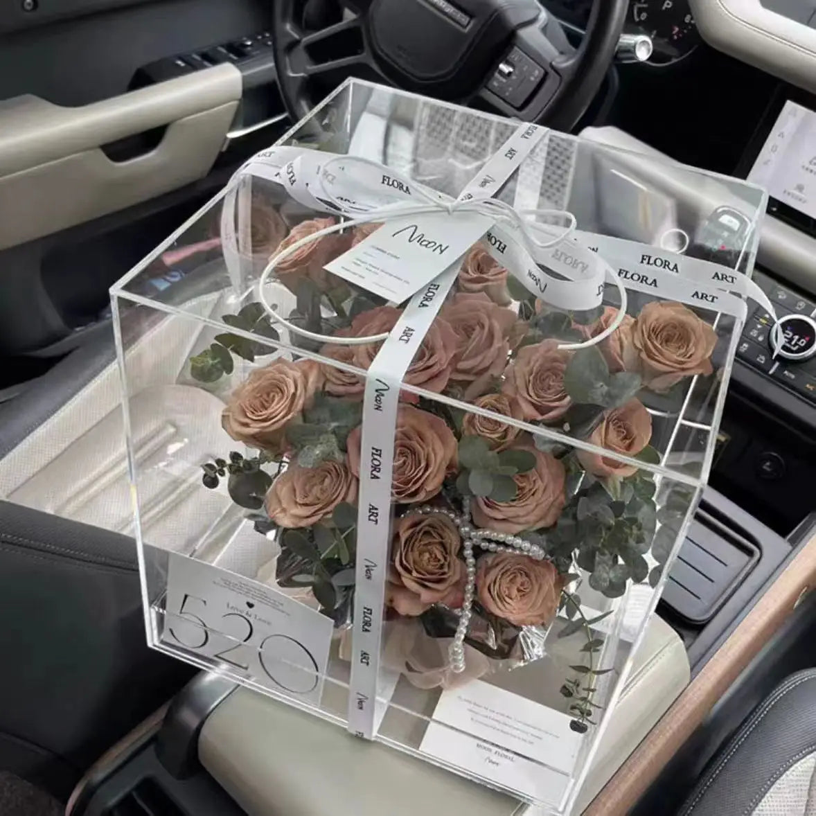3D High Transparent Acrylic Flower Box for Square Rose for Christmas Valentine's Day Graduation Gift Packaging