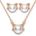 Kids Stud Earrings Necklaces Set Fashion Cat Jewellery Sets