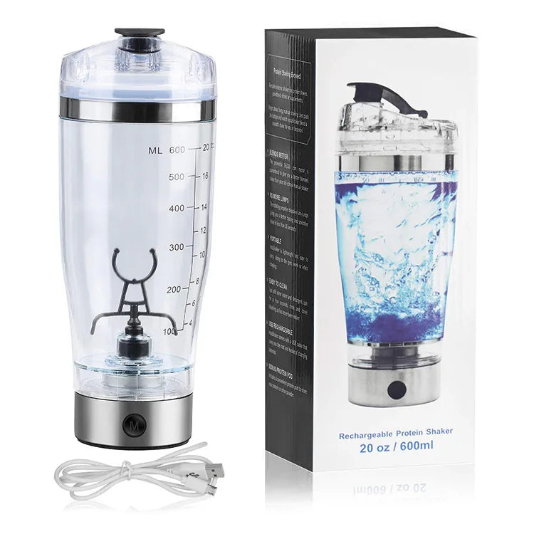 Logo Customized Stainless Steel Mixer Cup 400/600ml USB Rechargeable Electric Shaker Bottle for Protein Powder