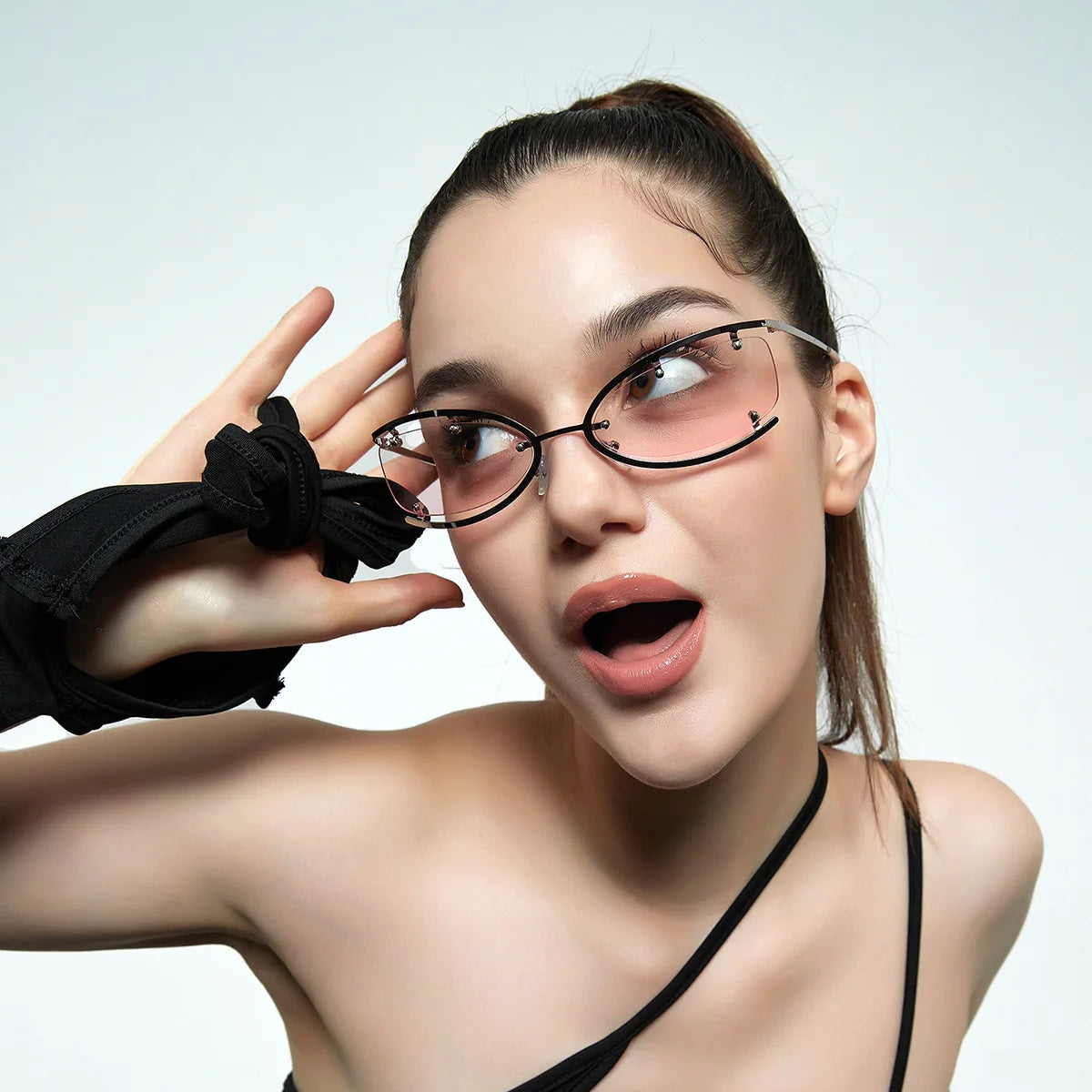 Women's Y2K Futuristic Half Rim Sunglasses New Retro 1980 Style UV400 Optical Lenses Men's Personality Metal Sunglasses