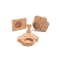 Solid Beech Wooden Cat & Dog Food Holder Base Natural Wooden Pet Molar Toy