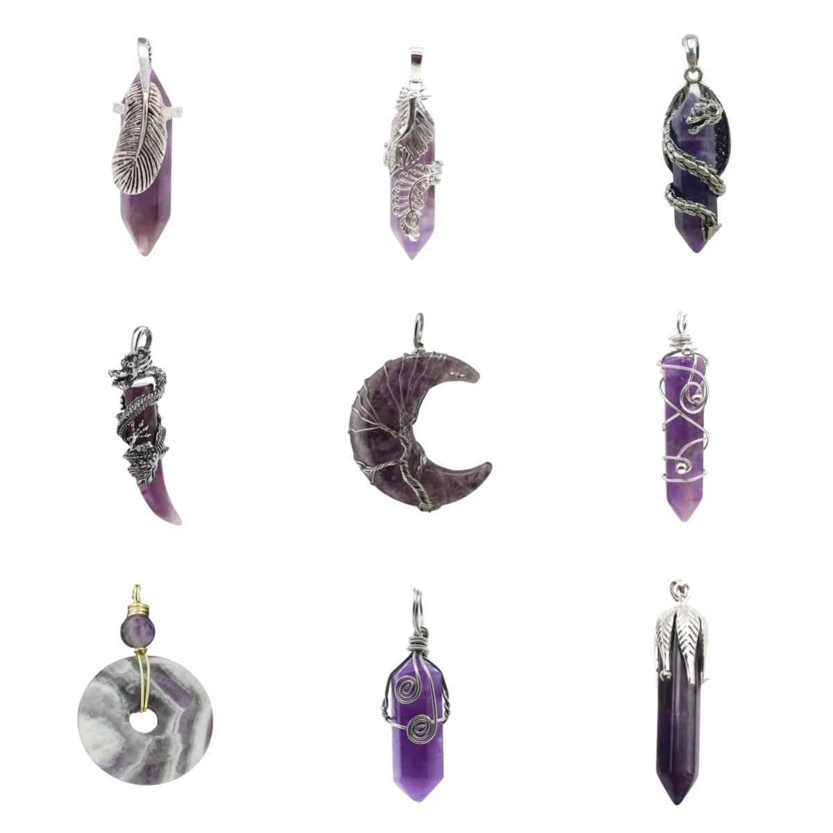 Irregular Natural Gemstone Pendant Amethyst Crystal Pendants Healing Quartz Charms for Necklace Earring Bracelet Jewelry Making
