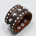Vintage Punk Rivet Leather Cuff Bracelet for Men Wide Genuine Leather Bangle Fashion Accessory