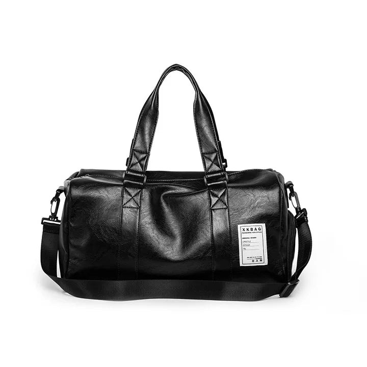 University Fashion Large Fitness Outdoor Sports Gym PU Leather Waterproof Travel Duffel Bag With Shoes Compartment