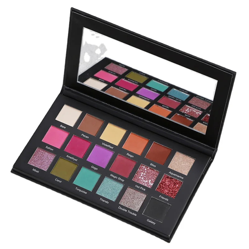 New Arrival Glitter Matte Mineral Powder Waterproof Eye Shadow Palette Private Label Custom Cardboard Smooth Pigment