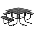 Outdoor Thermoplastic Coated Metal Commercial Picnic Table with Bench Outside Steel 46" square Table with Wheelchair Accessible