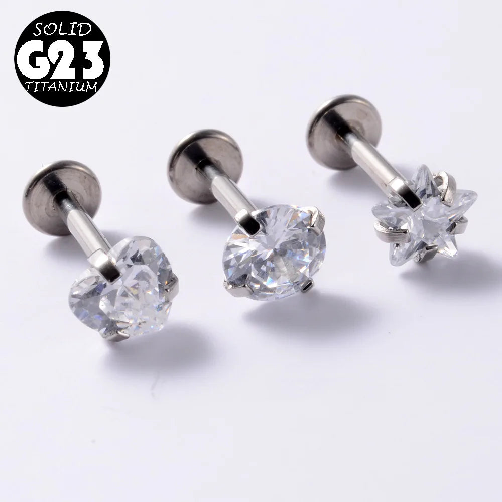 16G Forward Helix Piercing Jewelry G23 Titanium Cartilage Tragus Conch Earring Stud for Women Men Internally Threaded Labret