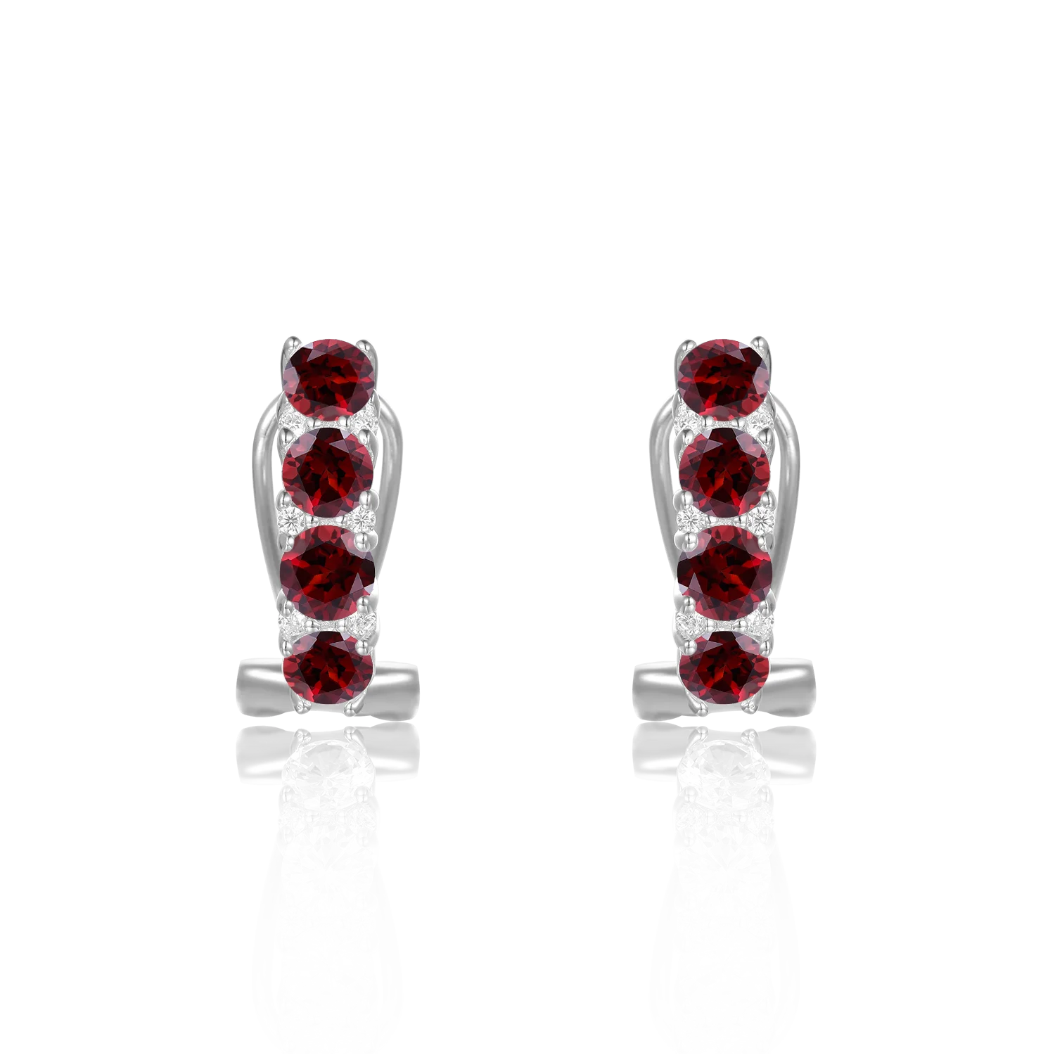 Abiding Natural Garnet Gemstone 925 Sterling Silver Fine Jewelry Fashion Hoop Earrings Women for Wedding
