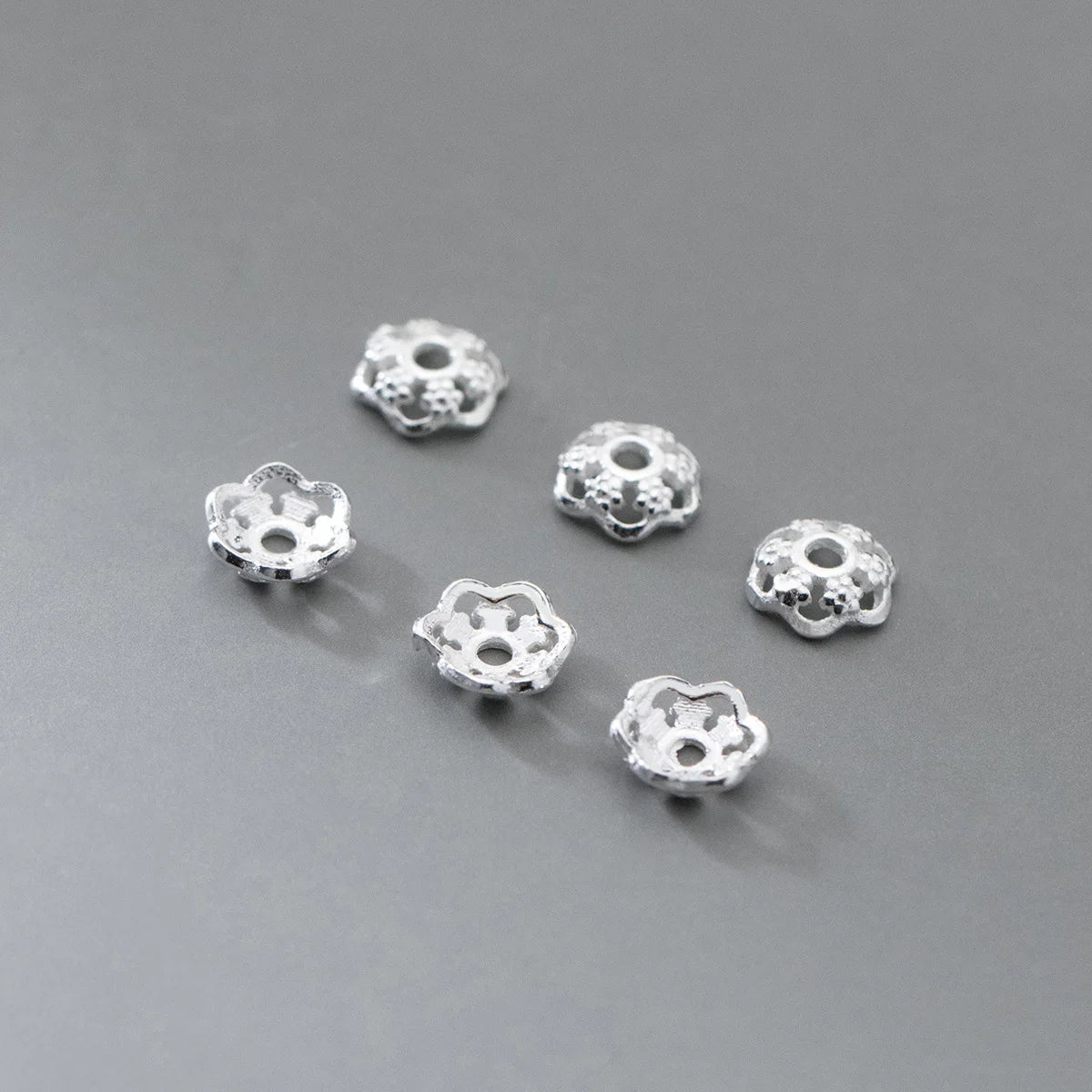 6mm Sterling Silver Bead Caps Flower Bead Caps Polished Spacer Beads Caps or Jewelry Making Supplies