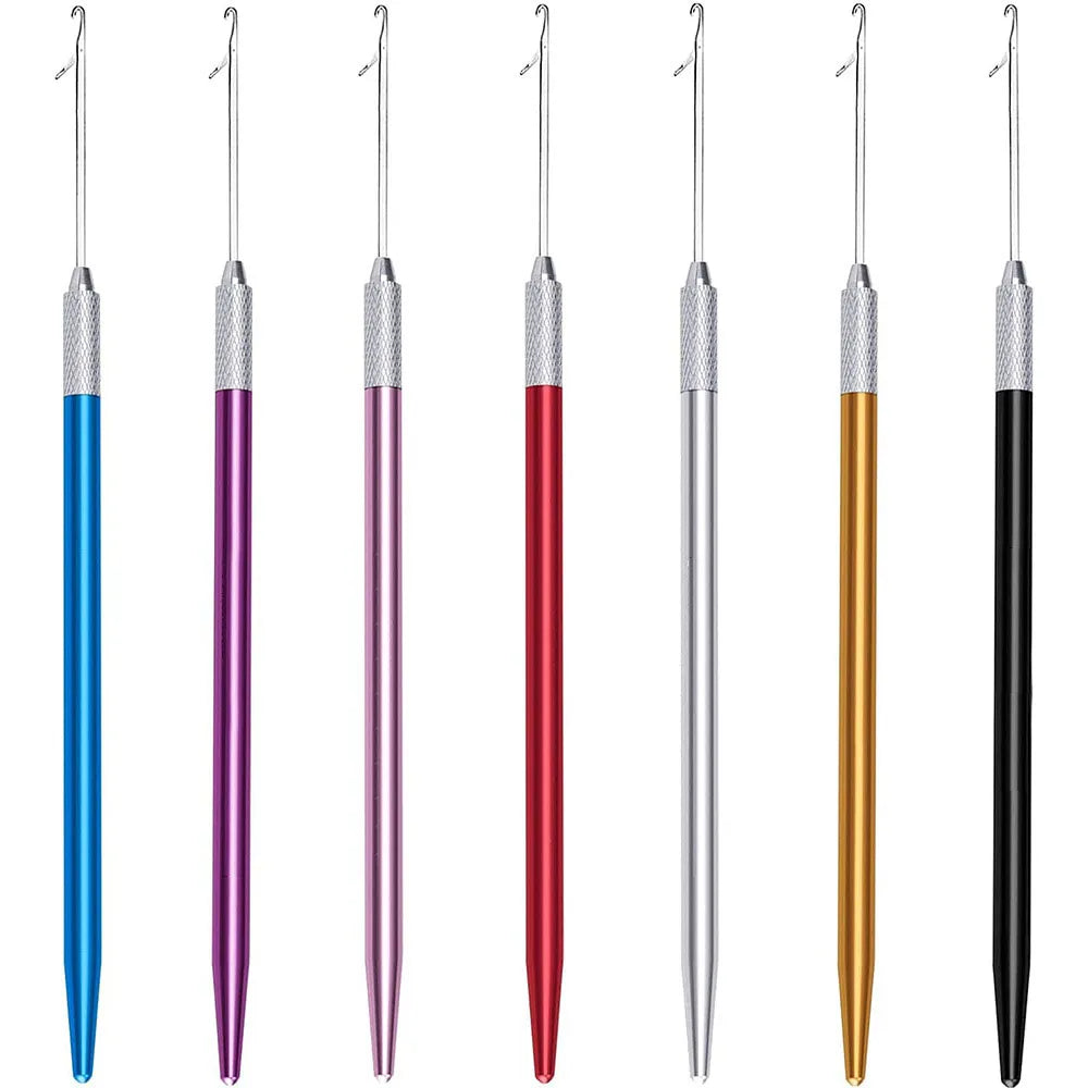 Black Silver Hair Crochet Hook Needle Custom Logo 8D Hair Extension Tools Micro Rings Links Beads Hook Too Wig Crochetl