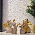 Witt Gold Music Angel Statue Lovely Angel Boy Concert Ornament Resin Home Ornament Scene Ornament