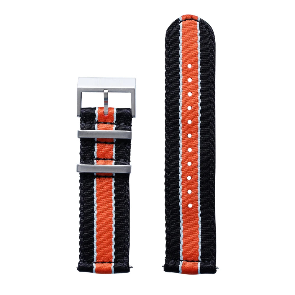 Custom Two Pieces 18/20/22/24mm Fabric Watch Belt Braided Ribbed Wrist Nylon Watch Strap Wholesale Nylon Watch Strap