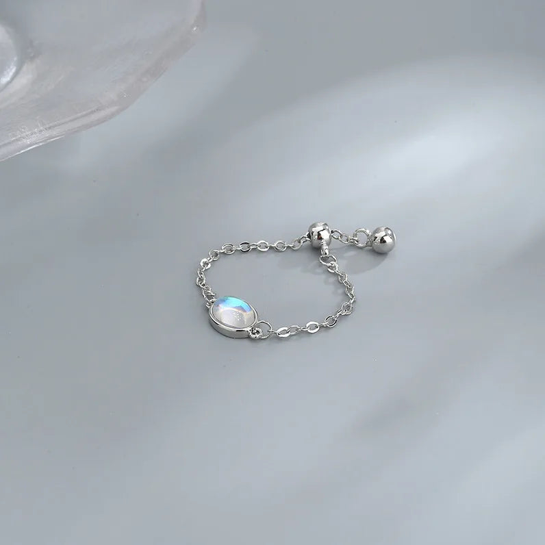 SC Fashion Shiny Geometric Crystal Necklace Suitable Adjustable 925 Sterling Silver Ring for Women