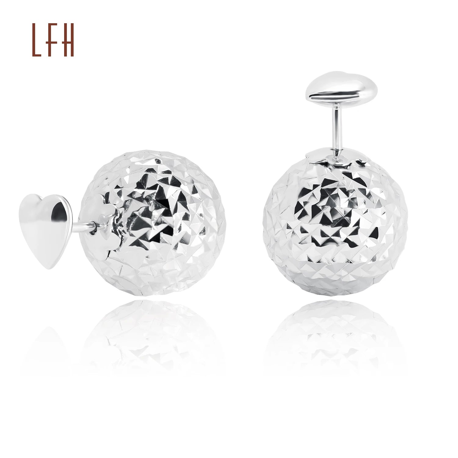 LFH 12mm 18K Pawnable Solid Real AU750 Gold Pattern Designed Ball Ear Studs Earring Hoop Earrings 18k Gold Real