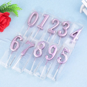 Number 0-9 Happy Birthday Pink Digital Candle Creative Smokeless Birthday Cake Decoration Party Supplies Baking Gift PVC Box