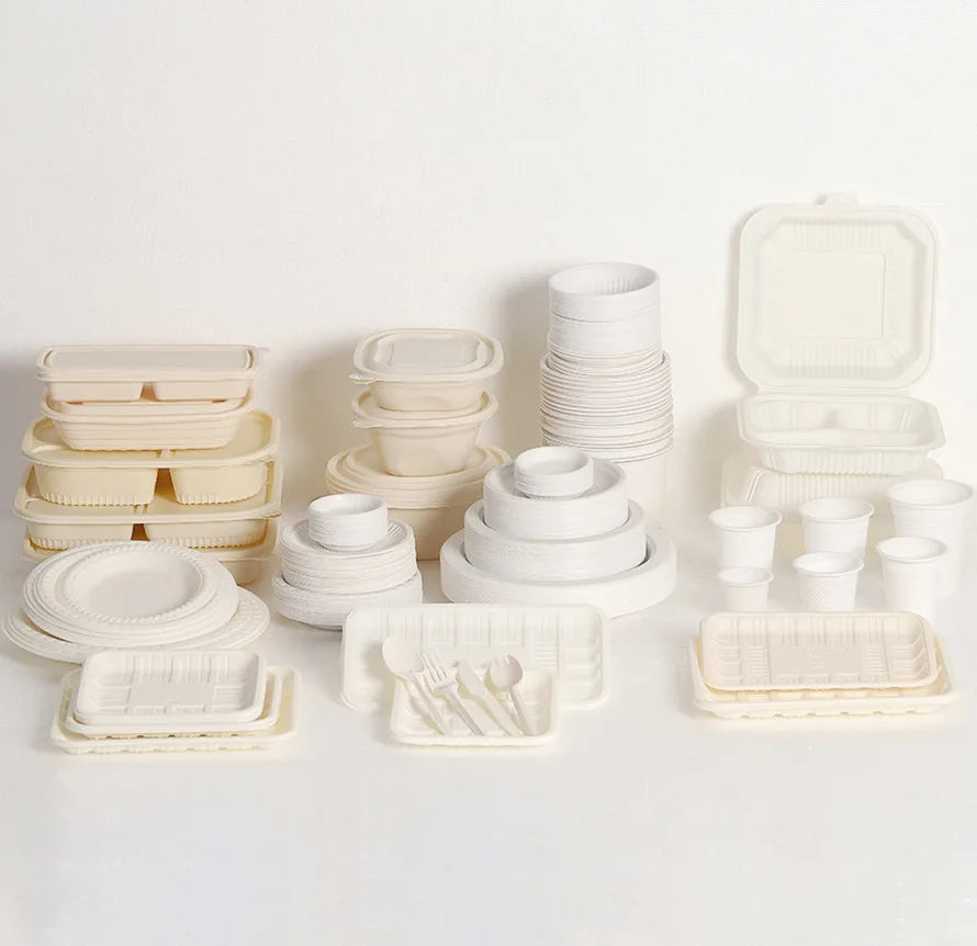 DisposablDegradable Tableware Rectangular Takeout Packaging Salad Charcuterie Takeaway Paper Box Corn Starch Lunch Box