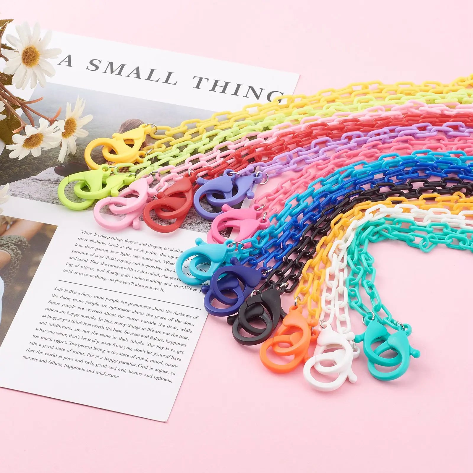 Brief Partysu Round Holder Eyewear Accessories Big Lobster Clasp Girls Multicolor Acrylic Sunglasses Long Link Chain Lanyard