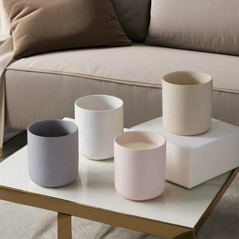 Wholesale Custom Colored Clay Ceramic Candle Jar Empty Round Bottom Matte Nordic Ceramic Candle Holder MegaBDM